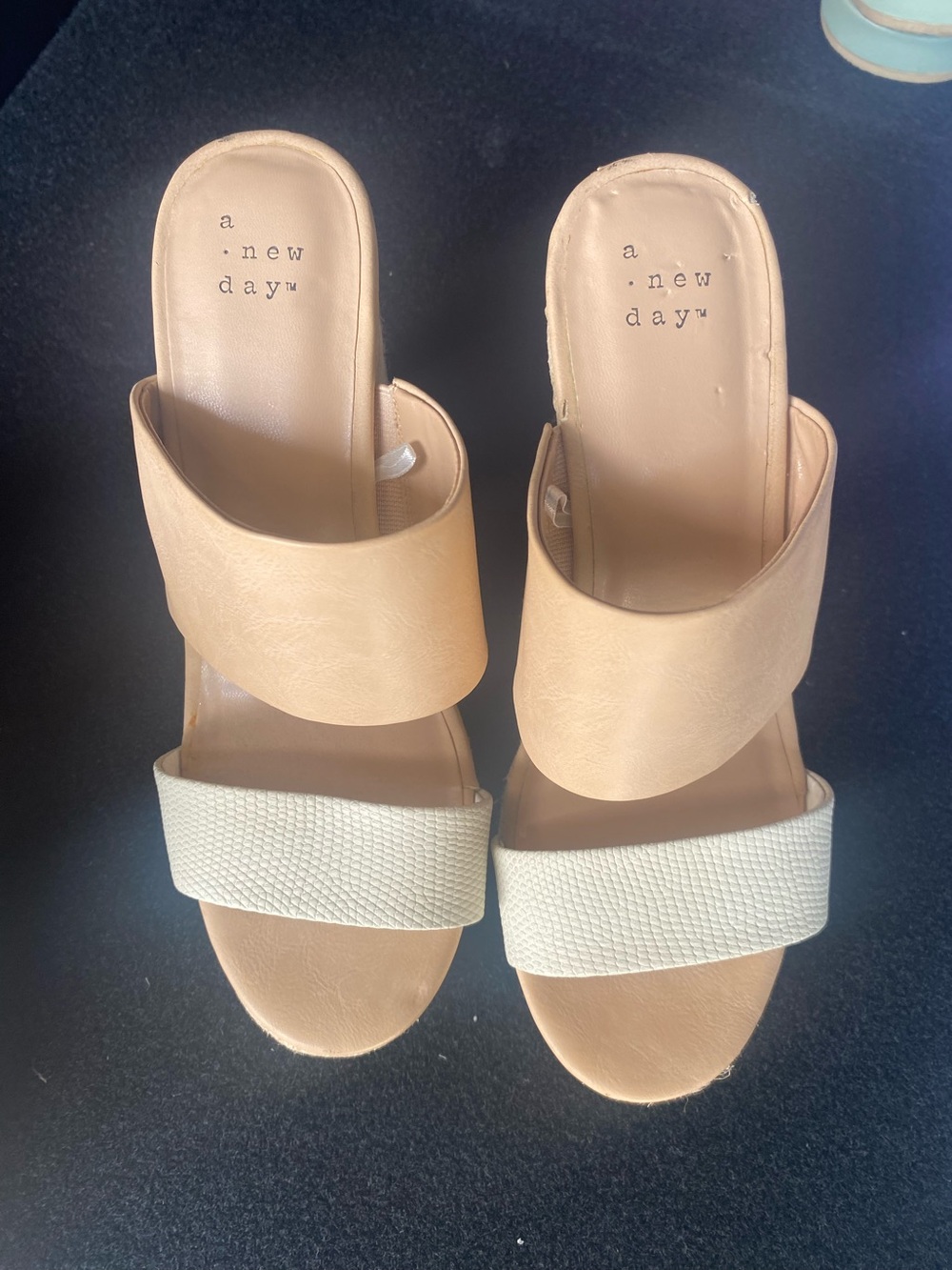 a new day Two-Band Mule Sandals in Beige and Cream